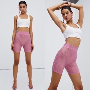 NWT FOR LOVE & LEMONS Rhinestone
Sheer Mesh High Waist Barbie Pink Bike Short XS